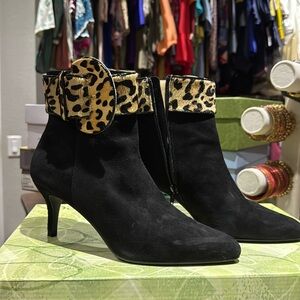 Leopard “Boyce” Suede & Animal Hair Boots – Size 7